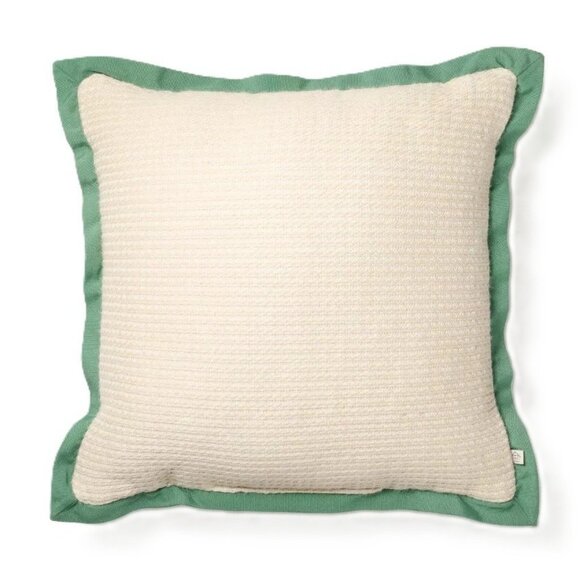 Hearth & Hand Indoor or Outdoor Natural & Green Trim Textured 18" Accent Pillow - Picture 1 of 7